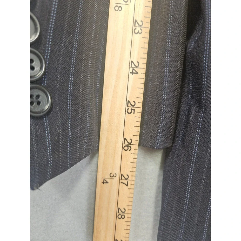 Nautica Mens 44R Wool Pinstripe Blazer 3 Button Sport Coat Grey Blue M722